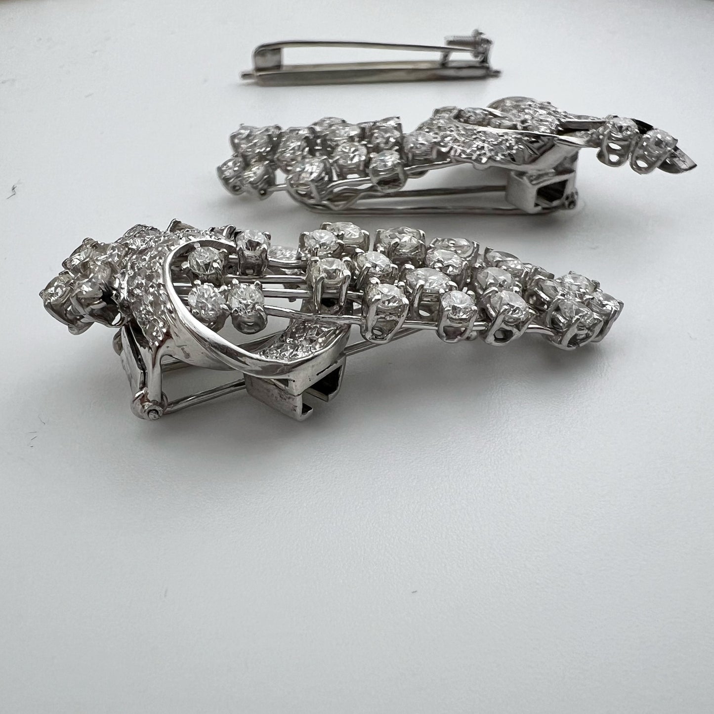 Duette in platino e diamanti per 8 ct anni ‘30-‘40 - double clip
