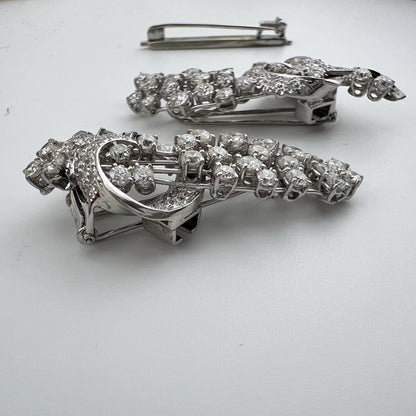 Duette in platino e diamanti per 8 ct anni ‘30-‘40 - double clip