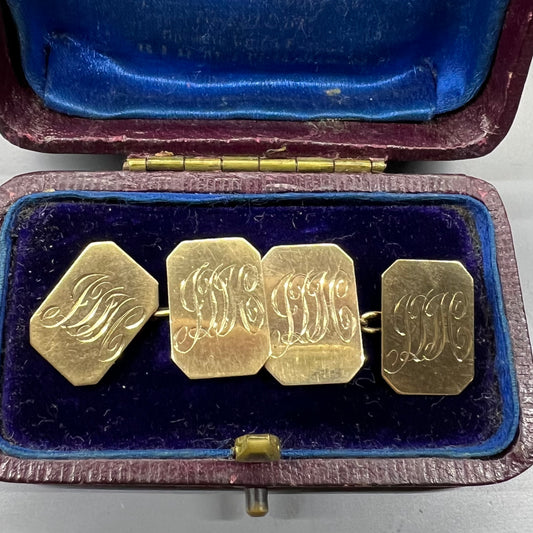 Coppia gemelli inglesi in oro 9 ct. Birmingham 1937