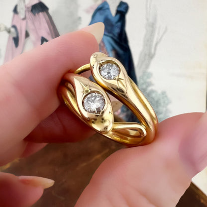 Anello a doppio serpente con diamanti – Italia, circa 1970