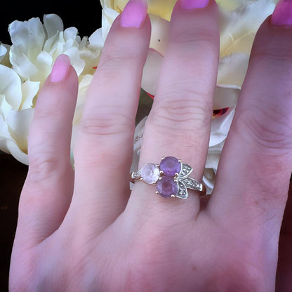 Anello vintage in oro con topazi viola e rosa – Inghilterra