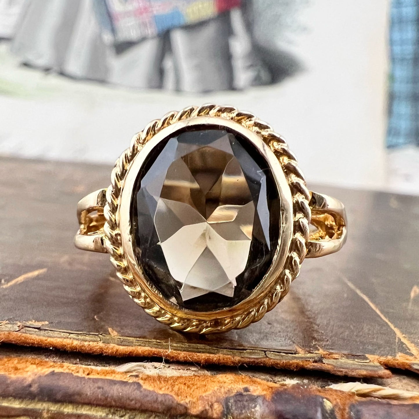 Anello vintage londinese con quarzo fumé – 1975