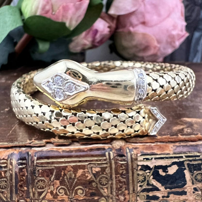 Bracciale Serpente in Oro 18 kt e Diamanti – Italia, anni Settanta