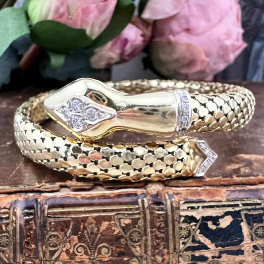 Bracciale Serpente in Oro 18 kt e Diamanti – Italia, anni Settanta