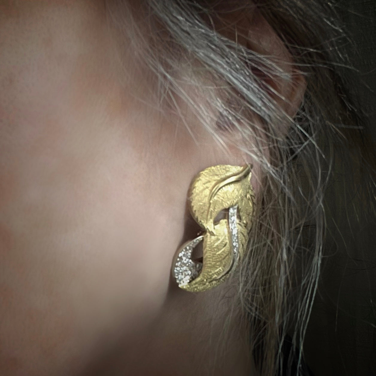 Importante set collier e orecchini vintage in oro e diamanti, manifattura fiorentina