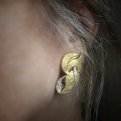 Importante set collier e orecchini vintage in oro e diamanti, manifattura fiorentina