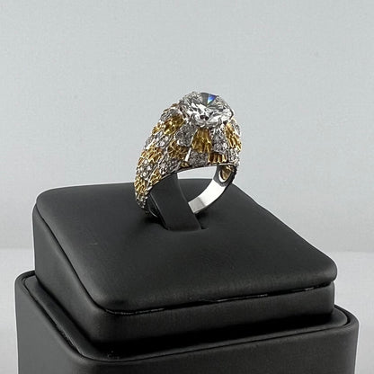 Anello Buccellati oro 18 kt bianco e giallo e diamante 2.70 ct GIA