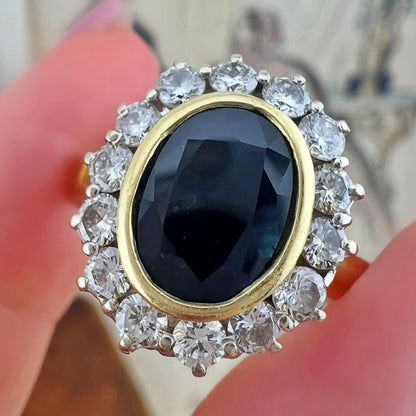 Anello Margherita con Zaffiro Naturale e Diamanti | Italia, anni ’50-’60