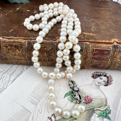 Collana 112 perle akoya, oro e diamanti