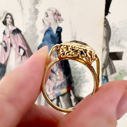 Anello vintage londinese con quarzo fumé – 1975