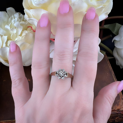 Anello vintage a margherita o stella con diamanti – Birmingham, 1980