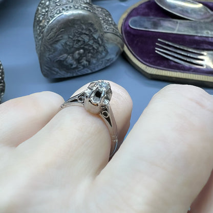 Anello solitario oro 18k diamante 0.15 ct Italia 1920