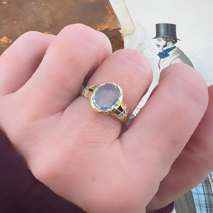 Anello con acquamarina – oro 18k primo Novecento