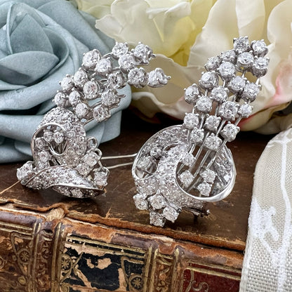 Duette in platino e diamanti per 8 ct anni ‘30-‘40 - double clip