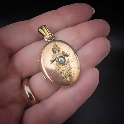 Antico locket - medaglione in oro 9 ct epoca vittoriana