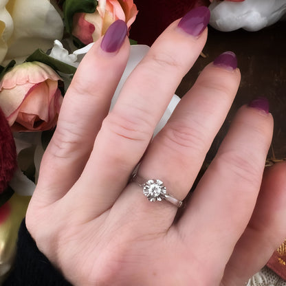 Anello solitario oro 18k diamante 0.15 ct Italia 1920