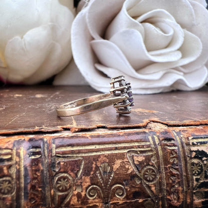 Anello in oro ametista e cristalli trasparenti Birmingham 1988