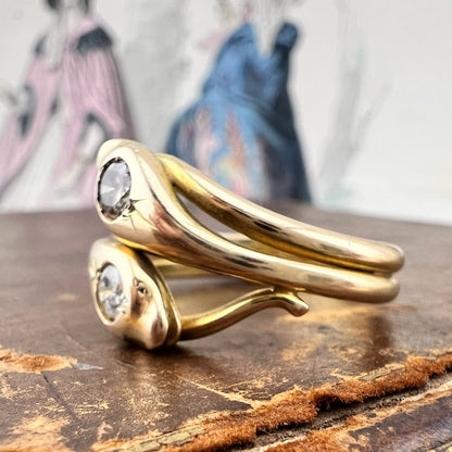 Anello a doppio serpente con diamanti – Italia, circa 1970