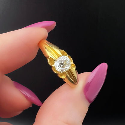 Anello in oro 18 ct diamante old Mine ovale ct 0.55