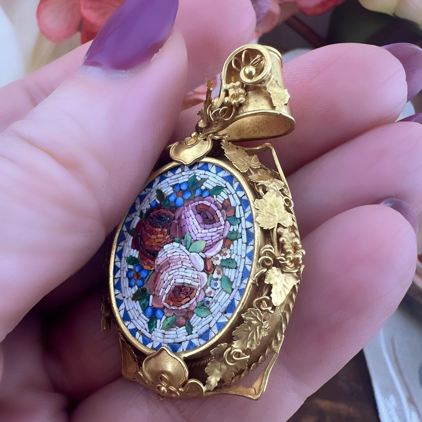 Pendente in oro con Micromosaico - Venezia ‘800