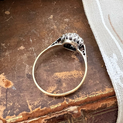 Anello antico “margherita” con diamanti old mine cut oro 18k e platino (anni 1920)