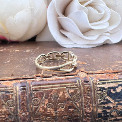 Anello a catena marinara vintage in oro giallo