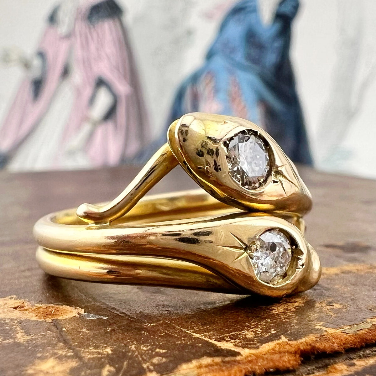 Anello a doppio serpente con diamanti – Italia, circa 1970