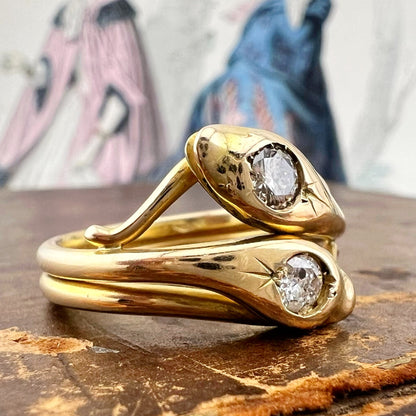 Anello a doppio serpente con diamanti – Italia, circa 1970