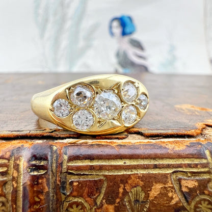 Anello con 7 diamanti old mine – Europa, fine Ottocento/primi Novecento