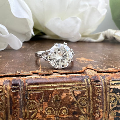 Anello solitario primi ‘900 in platino con diamante 2.70 ct certificato IGI/HRD – Gioiello antico originale