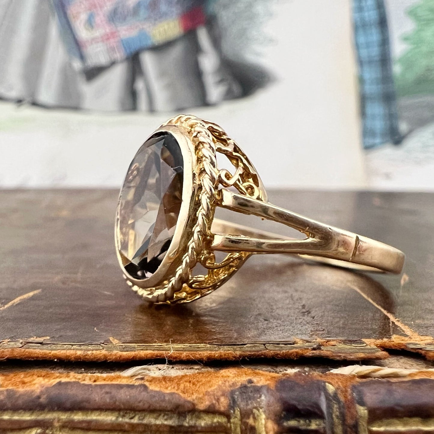Anello vintage londinese con quarzo fumé – 1975
