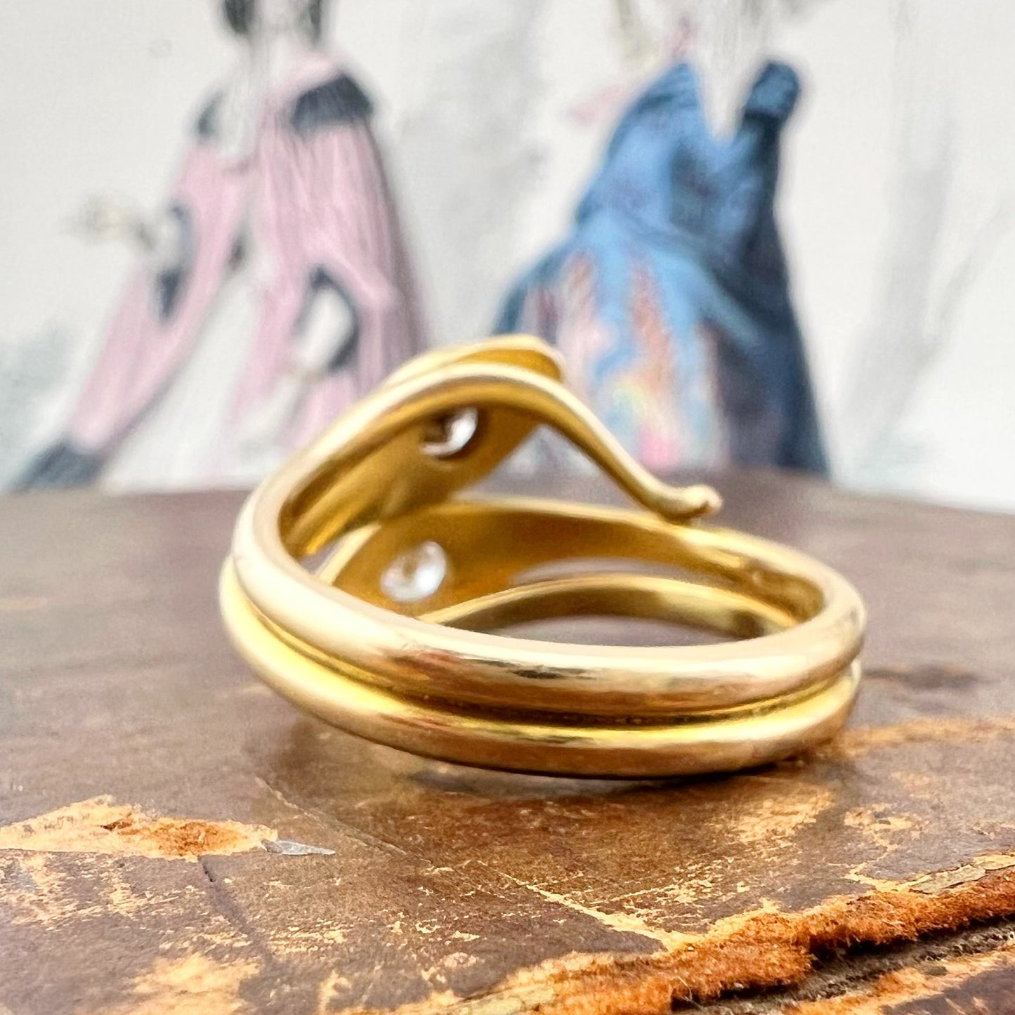 Anello a doppio serpente con diamanti – Italia, circa 1970