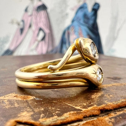 Anello a doppio serpente con diamanti – Italia, circa 1970