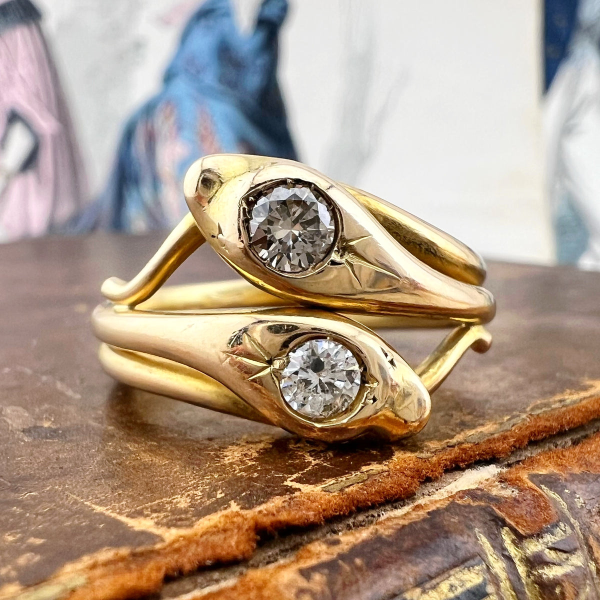Anello a doppio serpente con diamanti – Italia, circa 1970