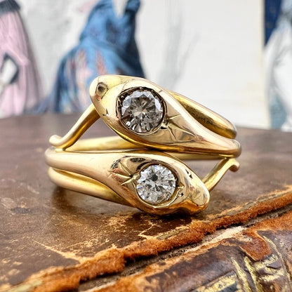 Anello a doppio serpente con diamanti – Italia, circa 1970