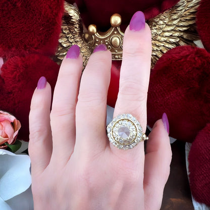 Grande anello Margherita in oro giallo 18 kt con diamanti antichi – Primi ’900
