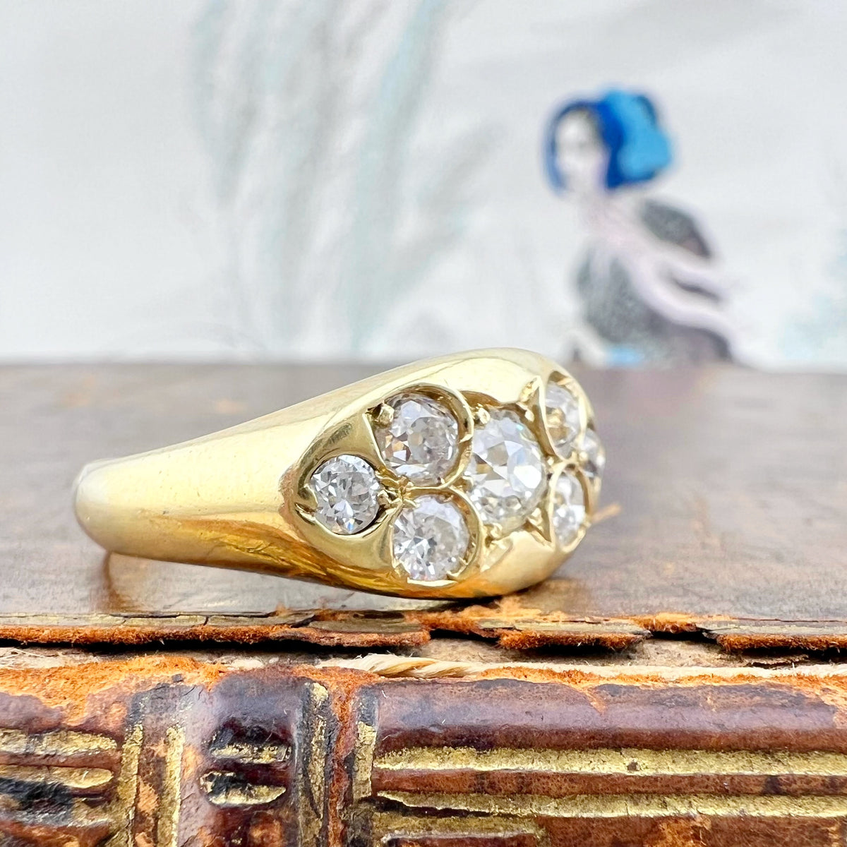 Anello con 7 diamanti old mine – Europa, fine Ottocento/primi Novecento