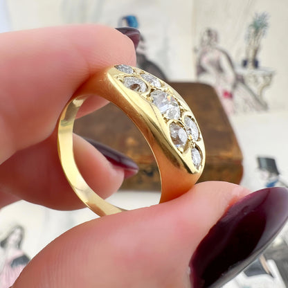 Anello con 7 diamanti old mine – Europa, fine Ottocento/primi Novecento