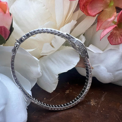 Bracciale a manetta in oro bianco 18k con diamante da 2 ct old cut Art Déco, Italia XX secolo