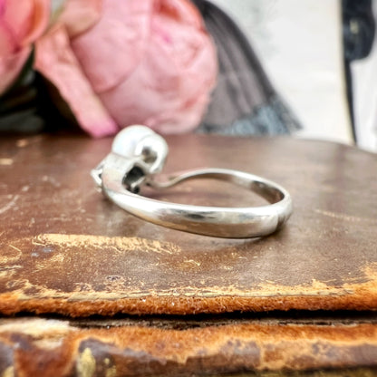 Anello toi et moi con perla e diamante, oro 18k e perla. Anni ‘50