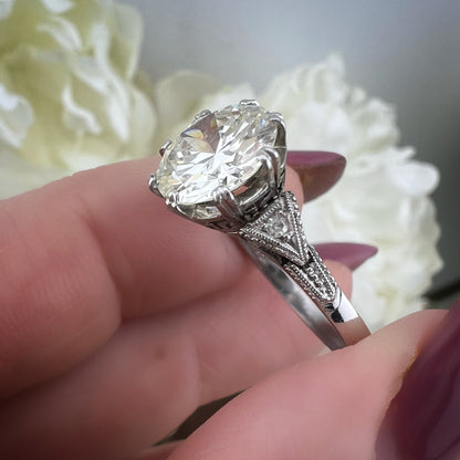 Anello solitario primi ‘900 in platino con diamante 2.70 ct certificato IGI/HRD – Gioiello antico originale