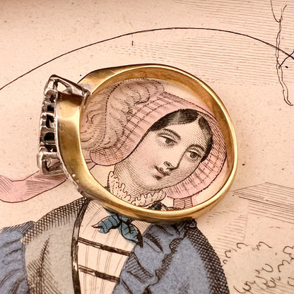 Anello trilogy in oro 18k e platino e diamanti antichi – Europa 1930-1940