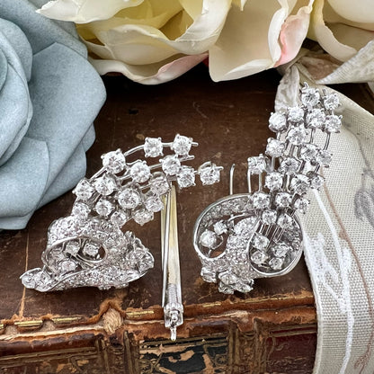 Duette in platino e diamanti per 8 ct anni ‘30-‘40 - double clip