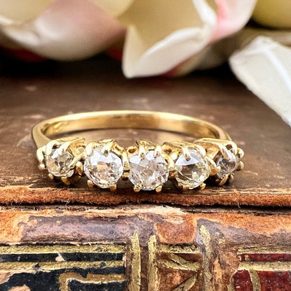 Anello antico riviera diamanti old mine colori assortiti e oro 18k – Primi del ’900