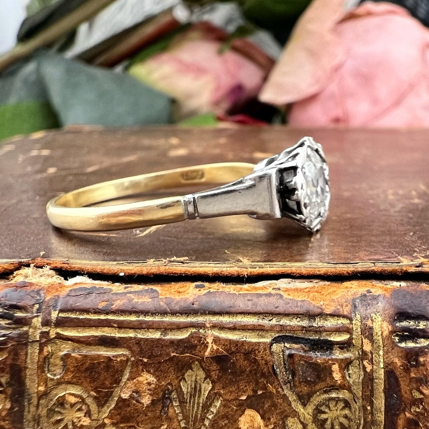 Solitario Art Déco con diamante Old Mine Cut da 0,50 ct, anni ’20