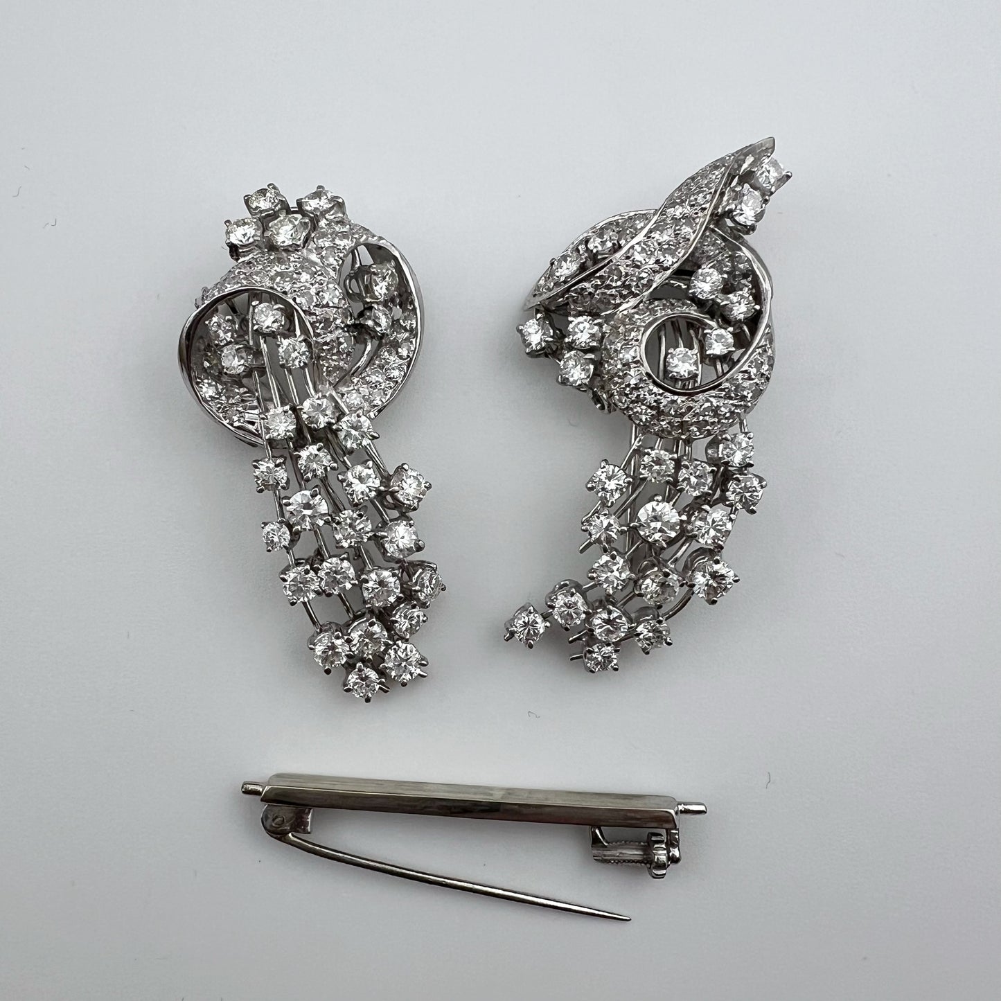 Duette in platino e diamanti per 8 ct anni ‘30-‘40 - double clip