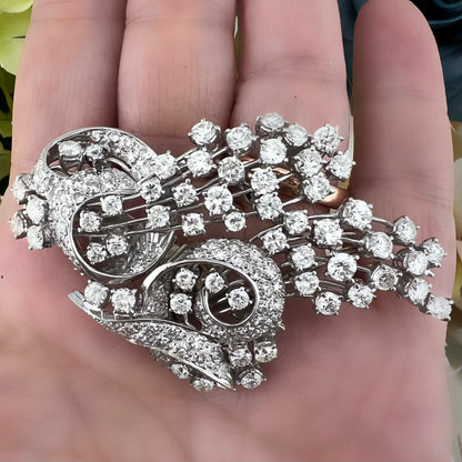 Duette in platino e diamanti per 8 ct anni ‘30-‘40 - double clip