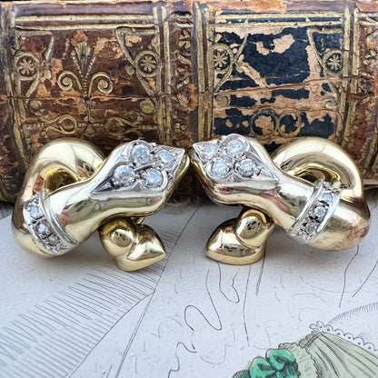 Orecchini a Serpente in Oro 18 kt e Diamanti – Italia, anni Settanta
