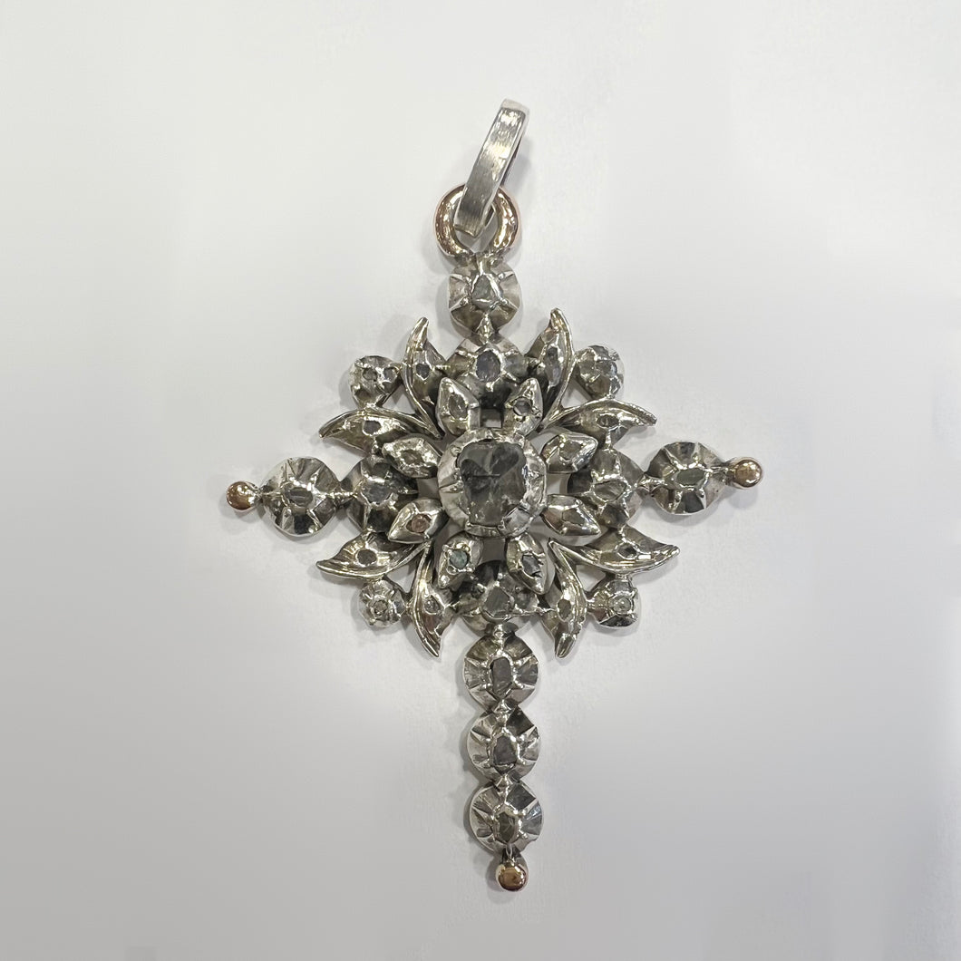 Antica croce fiamminga in oro argento e diamanti epoca fine ‘700-primi ‘800