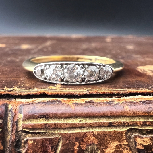 Anello antico riviera in oro 18 ct e diamanti old mine